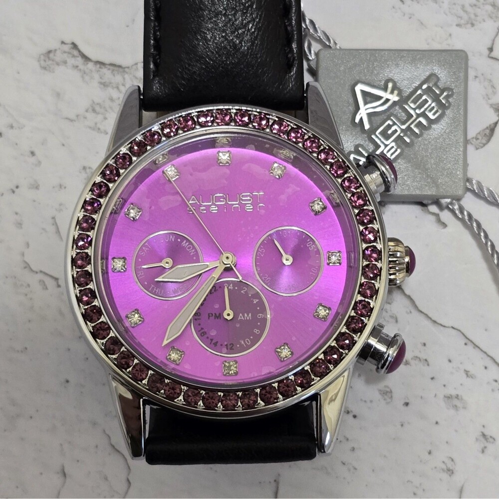Women's August Steiner AS8236PK Multifunction 24 Hour Indicator Date Strap Watch